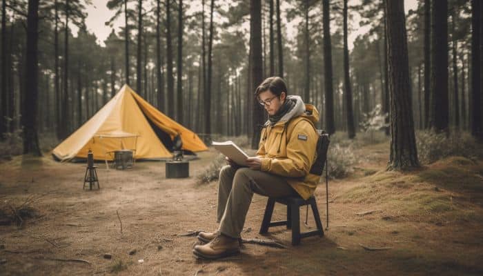 A man with a camping checklist