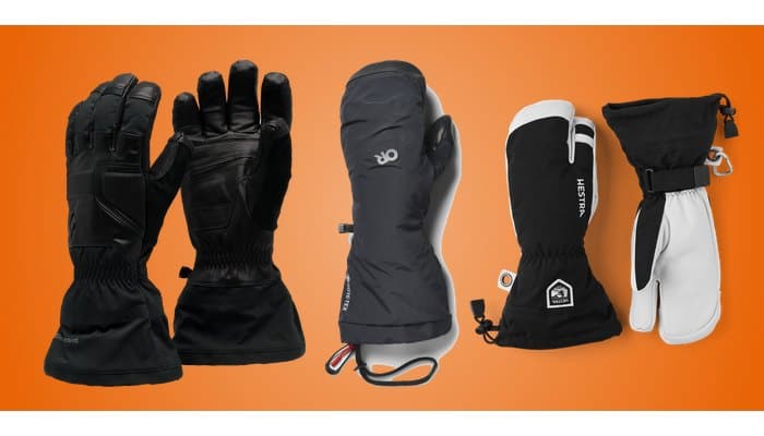Gloves and mitts for extreme cold: Black Diamond Guide, Outdoor Research Alti and Hestra Heli Ski 3-finger