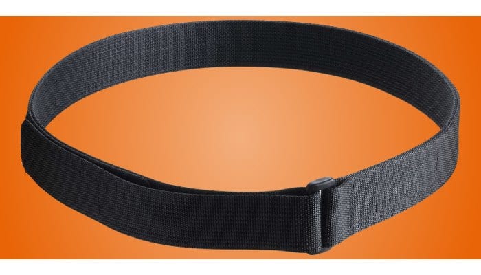 Blue Alpha Low Profile EDC Belt in black with its polymer buckle