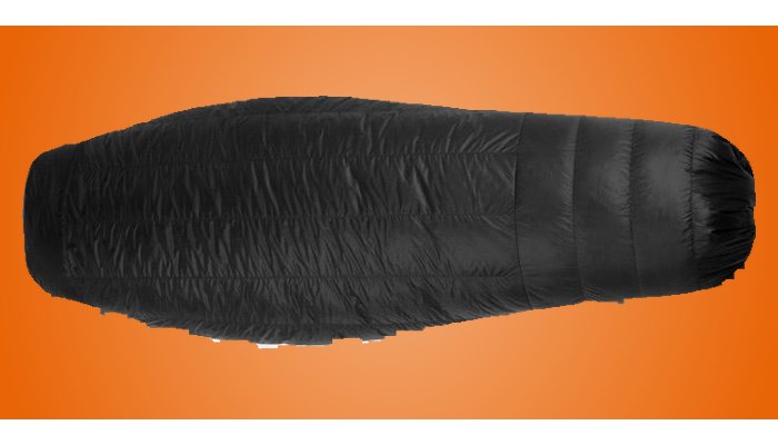 Hammock Gear Burrow top quilt in black with its footbox zipped